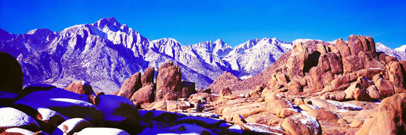 Fine Art Panoramic Landscape Photography Gene Autry Rock, Alabama Hills, Lone Pine, Calif.